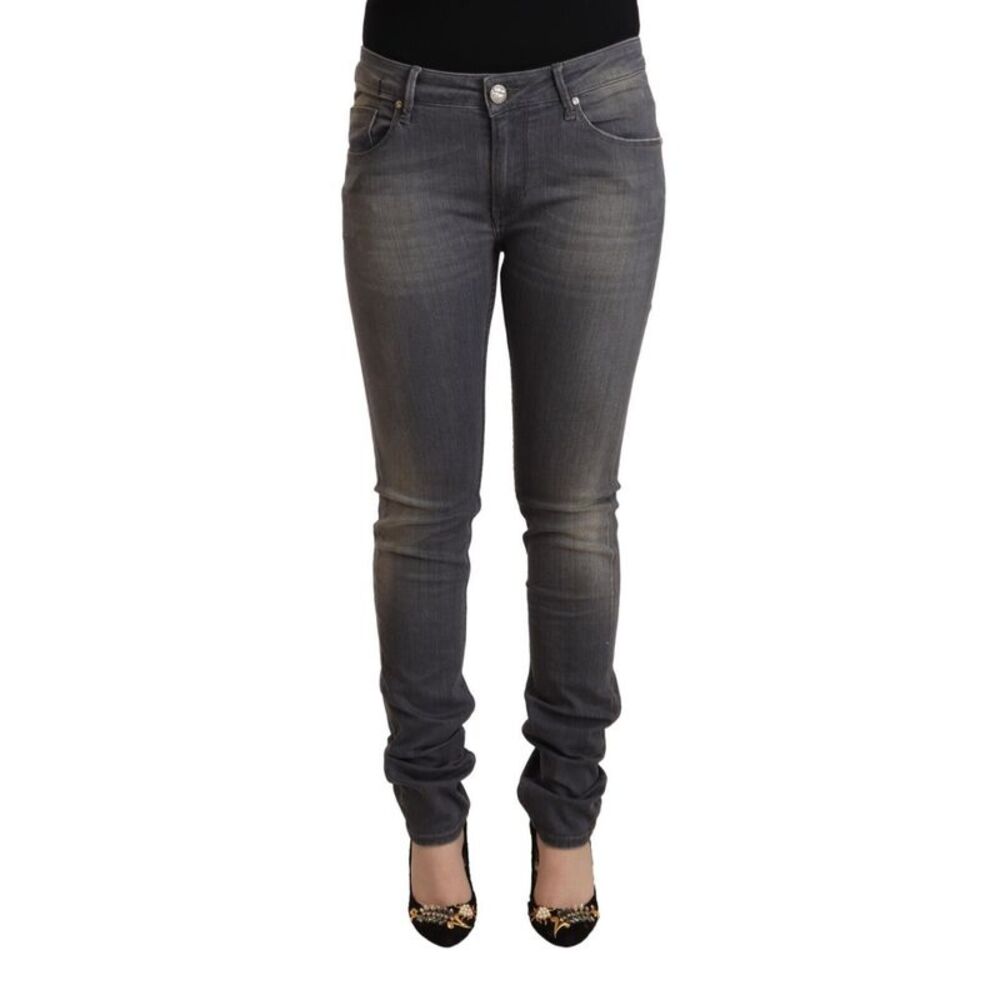 Acht Dark Gray Washed Cotton Denim Skinny Women's Jeans